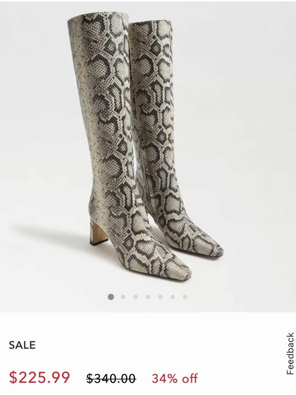 Sam Edelman Sylvia2, Roccia Snake-Print Knee-High Block Heel Boots - New